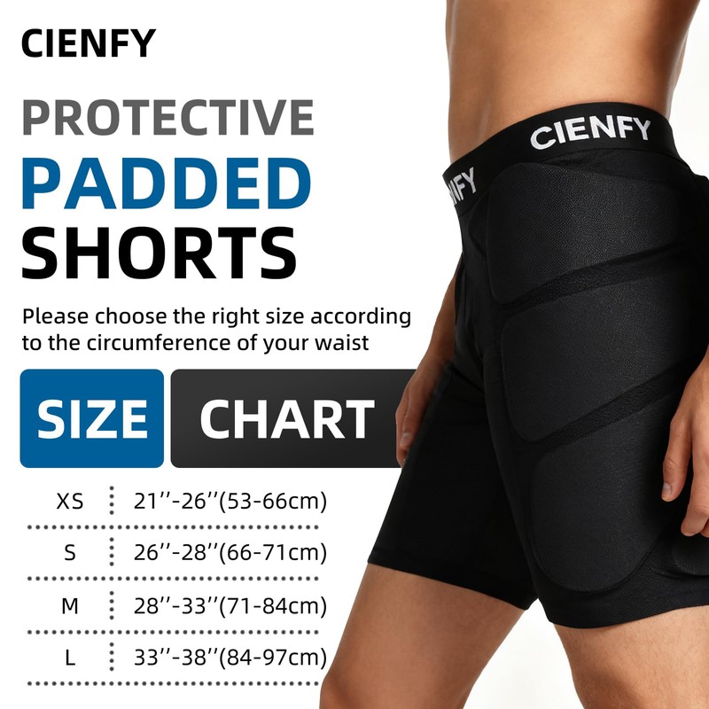 Cienfy Protective Padded Shorts EVA Tailbone Pad for Snowboarding, Skating