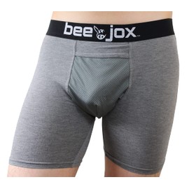 BeeJox X-Large, With Pocket, Vasectomy Underwear, 2-pk Gray/Black