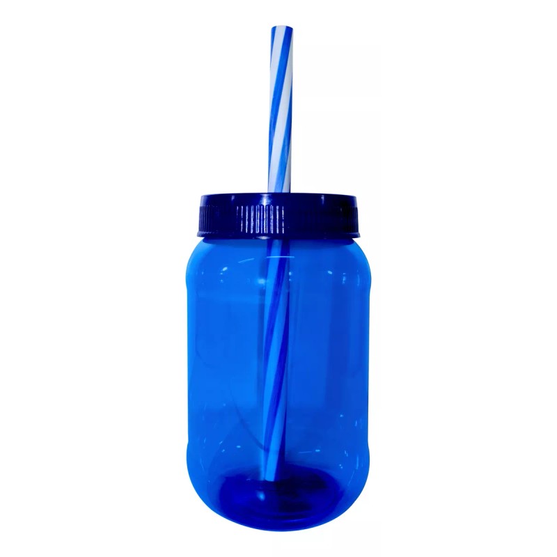 Termo Cilindro Jar Reusable Termo Neón Popote 50 Piezas 500ml
