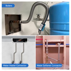 36Inch Flexible Stainless Steel Corrugated Water Heater Connector,Flexible Water Line,Hot and Cold Water Heater Hose,304 Stainless Steel Connector,3/4" FIP x 3/4" FIP 1PCS