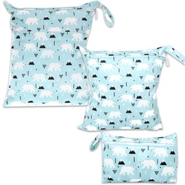 ABirdon Pack of 3 Wetbag Nursery Wet Bag Nappy Bags Zip Waterproof Washable Wetbag Organiser for Toddler Nappies Travel Gym Beach Pool, F-Color, travel bag