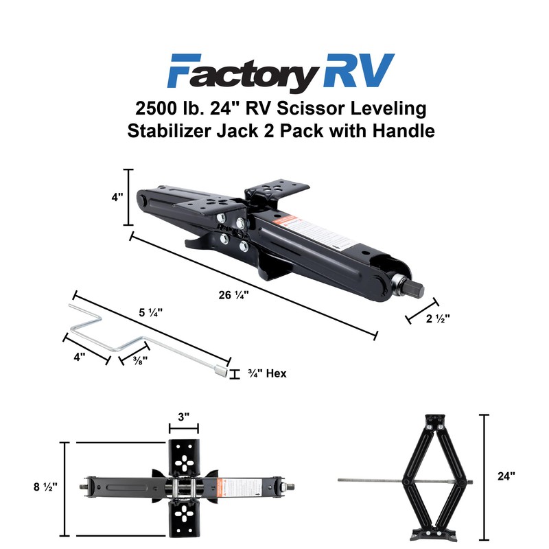 ToughGrade 5000lb 24" RV Scissor Jack For Camper Trailer, 4