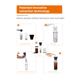 Commercial Chef Quick Cold Brew Coffee Maker, Battery Powered Coffee Maker with Fast Extraction, USB Rechargeable Portable Cold Coffee Machine Maker with 14 Oz. Jar with Lid