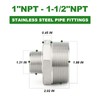 TAISHER 2PCS Cast 304 Stainless Steel Hex Nipple, Reducer Pipe