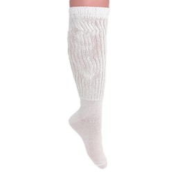 AWS/American Made Scrunch Knee High Slouchy Socks 3 Pairs Shoe Size 5 to 10 (White)