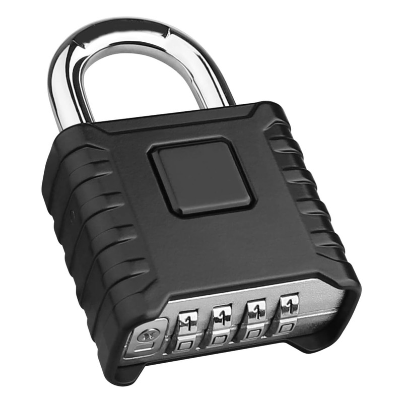Security Padlock 4 Digits Resettable Combination Lock Stainless Steel for