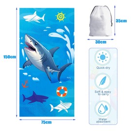 TYXHXTF 1 Pcs Kids Beach Towel 150 * 75CM, Beach Swimming Towels for Kids, Lightweight Quick Dry Absorbent Children's Bath Towel for Swimming Shower Pool Travel