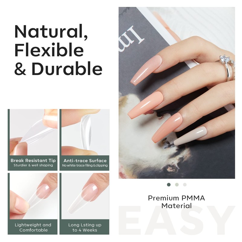 modelones Nail Tips and Glue Gel Kit, Pack of 500