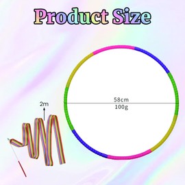 THXFUNAREA Children's Hula Hoop, Multicoloured, 8-Piece Plastic Hullahub Hoop for Children and 1 Gymnastics Band, Removable Hula Hoop for Children, Hula Hoop for Gymnastics, Fitness, Dancing