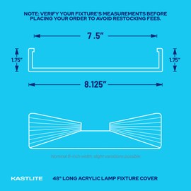 KastLite DSB48 2 Bulb Wraparound Ceiling Light Lithonia Lens Replacement, 48" Prismatic Acrylic Overhead LED/Fluorescent Lamp Fixture Cover - 4' Flat Kitchen Garage Office & Classroom Lights Diffuser