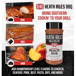 Heath Riles BBQ Rub - Peach Seasoning, Champion Pitmaster Recipe, Legendary Rubs For Smoking & Grilling, 80+ BBQ Championships, 10 oz.