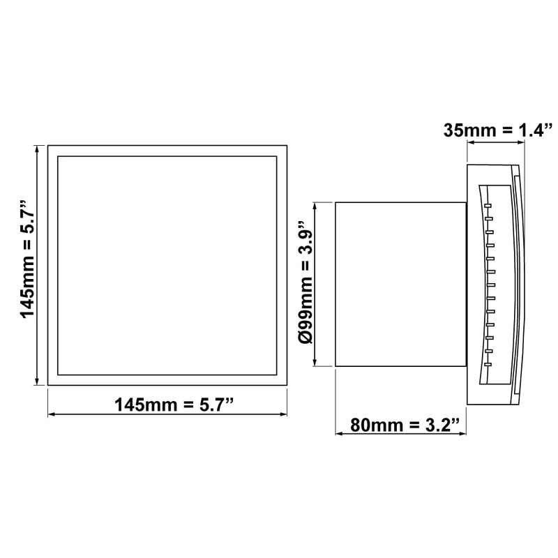 EUROPLAST Diameter 100mm Light Switch Activation Bathroom Extractor Fan with