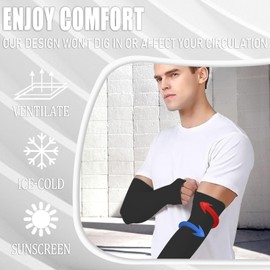 7 Pcs Cooling Arm Sleeves,Arm protection sleeves,Uv Sun Protection Arm Cover Sleeve for Women Men Outdoor Sports (4, Black and White)