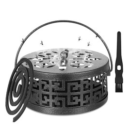 Casenly Mosquito Coil Holder, Metal Incense Holder, Portable Metallic Mosquito Coil Holder, Mosquito Spiral Container with Handle Lid, Movable Mosquito Coil Holder for Home Office