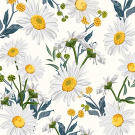 Avezano Daisy Floral Shower Curtain Green Leaf Plant Bathroom Shower Curtain Daisy Farmhouse Polyester Fabric Waterproof Bathtub Curtain Decor with 12 Hooks 72 X 72 Inches