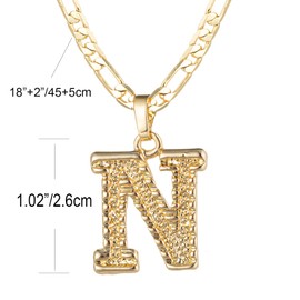 kelistom Initial Necklace for Women Men, Gothic 14K Gold Plated 26 Letters Pendant Necklace, Figaro Paperclip Chain with Extension