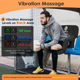 HOPERAN 23" Massage Heated Stadium Seats for Bleachers with Back Support & Lumbar Pillow, 3 Level Heating & 6 Modes Massage Portable Heated Stadium Chairs for Bleachers