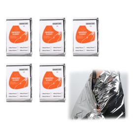 nalaina Aluminum Sheet (Set of 5) Aluminum Blanket, Survival Sheet, Outdoor, Warm Aluminum Sheet, Thermal Sheet, Cold Protection, Disasters, Emergency, Climbing, Cold Protection, Evacuation Goods, 82.7 x 51.2 inches (210 x 130 cm)