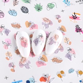 24 Sheets Summer Flowers Nail Art Stickers, Holographic Flower Leaf Nail Water Transfer Decals Designs, Floral Leaves Nail Art Sticker Supplies for Women Girls Manicure Decorations, Resin Nail Decal