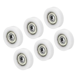 PATIKIL Nylon Pulley Wheel 6x28x7.5mm, 6 Pack 608zz Bearing Sliding Conveyor Roller Wheel for Door Window Drawer Hardware Driving Mechanical Equipment, White