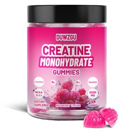 DUWZGU Creatine Monohydrate Gummies –Muscle Strength and Recovery Support 128 Gummies Per Bottle Delicious Creatine Supplement for Men and Women - Raspberry Flavor