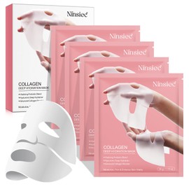 Ninsiec Collagen Face Masks – Deep Hydrating & Firming Overnight Hydrogel Mask, Anti-Wrinkle Lifting, Real Collagen Infused for Plump Skin (4 pcs)