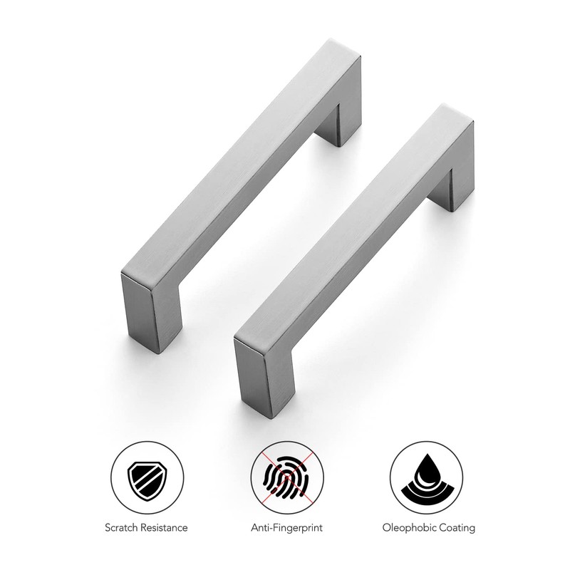 Ravinte 10 Pack 3-1/2 Inch Kitchen Square Cabinet Handles Satin