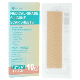 Medlot Hojas De Silicona Para Cicatrices, 10Pcs, Cinta De Silicona Para Tratamiento De Cicatrices, Tiras Reutilizables Para Cicatrices Quirúrgicos, Cesárea, Bump Queloide, Estrías, Qu