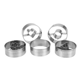 Städter 5-Piece Linzer Cookie Cutter Set Spitzbub Stainless Steel Diameter 4 cm Height 1.5 cm Suitable for Baking or Crafts, 954199, Silver