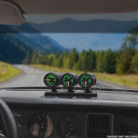 GlowShift Universal Black Triple Gauge Swivel Dashboard Pod - Fits Any Make/Model - Swivels 360 Degrees - ABS Plastic - Mounts (3) 2-1/16" (52mm) Gauges to Vehicle's Dash