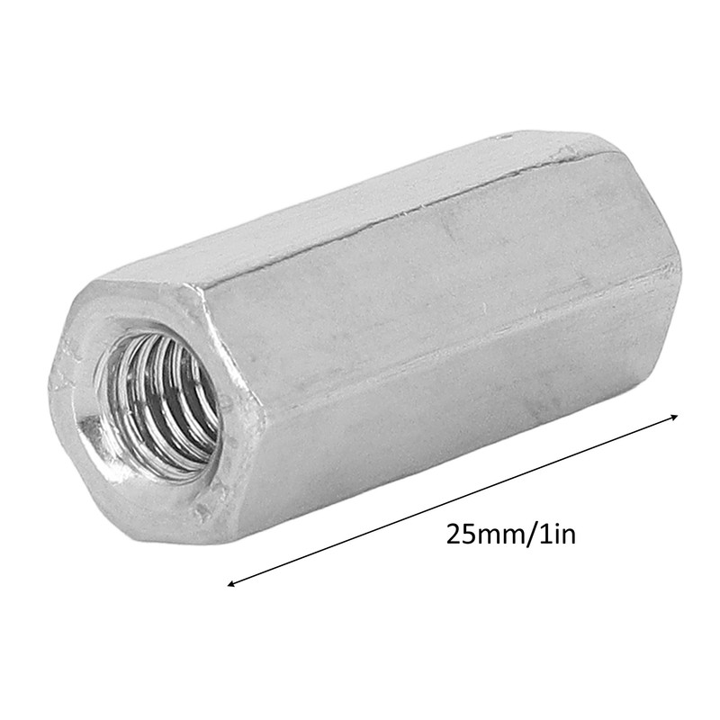 20 Pcs Hex Coupling Nut M6x1 L25mm Stainless Steel Threaded