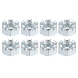 sourcing map 9/16-12 UNC Hexagon Slotted Nut, Grade 6.8 Zinc-Plated Carbon Steel Hex Nuts Good for Machinery Repairing, Silver, 8Pcs