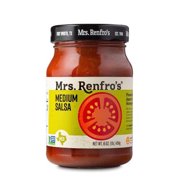 Mrs. Renfro's Medium Salsa, Gluten Free, No Sugar Added, 16 oz Jar, Pack of 2
