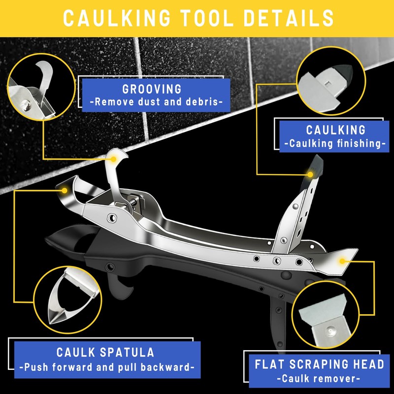 Tijeyi Silicone Caulking Tools Kit Stainless Steel Grout Removal Tool,4