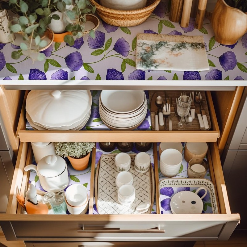 2 Rolls 18" W x 96" L Floral Drawer and