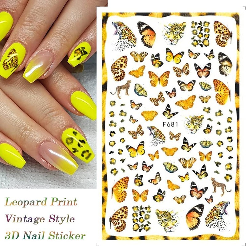 LANODO 8 Pcs Cute 3D Nail Stickers Sticking Paper Beautiful