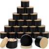 ABK 24PCS 4oz Black Candle Tins, Black Matte Candle Jars with Wood Grain Lids for Candle Making,Black Empty Metal Candle Container for Making Candles