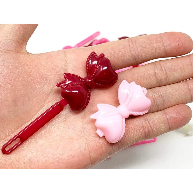 Tara Girls Self Hinge Bow Hair Barrettes - Pinks -