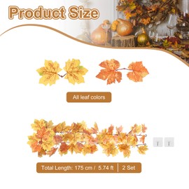 PATIKIL Fall Garland 5.7Ft/Piece, 2 Pack Artificial Autumn Foliage Garland Maple Leaves Hanging Vines Leaf Decoration for Home Wedding Fireplace,Bright Yellow/Bronze