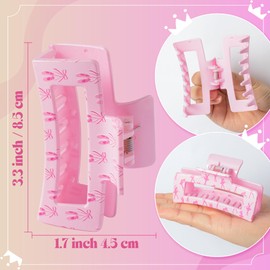 PANTIDE 4Pcs Ballerina Hair Claw Clips for Women Girls - Cute Dancing Girl Ballet Shoes Rectangle Nonslip Banana Hair Clips, Thin Thick Short Long Curly Accessories, Birthday Party Gift for Dancers