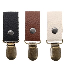 EMSea 3PCS Hat Clips PU Leather Cap Fastener Mini Portable Duckbill Hat Holder Outdoor Travel Accessory for Handbag Backpack Luggage Black Khaki Brown 3 Colours