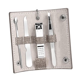 Healvian 4pcs Pink Nail Clipper Set with Nail File Eyebrow Tweezers and Ear Wax Picker Portable Grooming Kit for Care Facial Care and Foot Stylish Storage Case