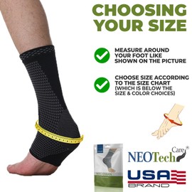 NeoTech Care Ankle Support Brace - Breathable - Men, Women, Right or Left (Black Color, Size S, 1 Unit)