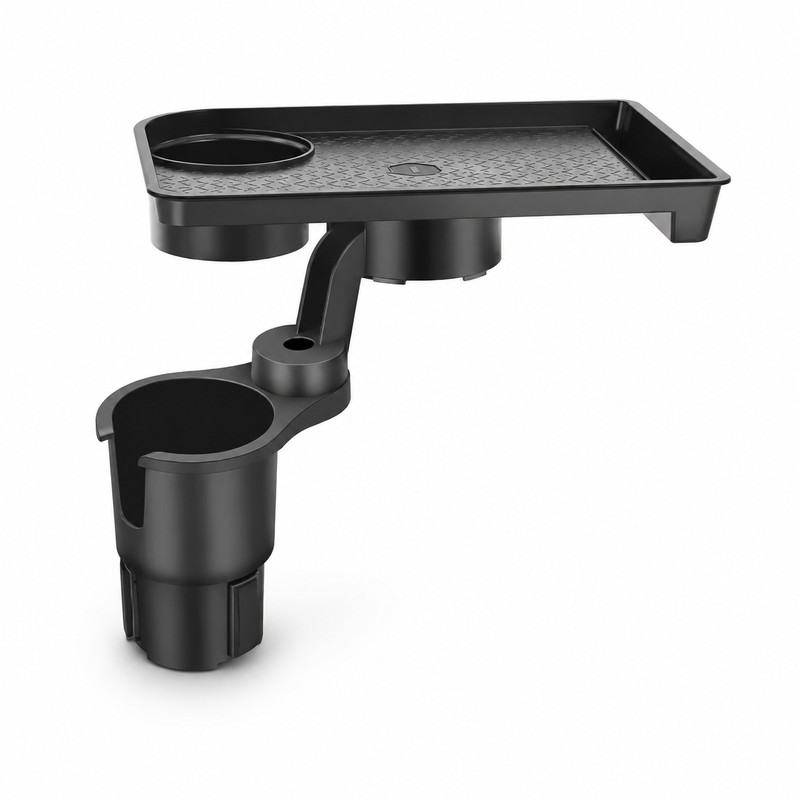 Car Cup Holder Expander with Food Tray – 360° Adjustable