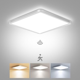 zemty Lamp with Motion Sensor Indoor, 18 cm, 15 W Ceiling Light with Motion Sensor, 3000 K/4000 K/6500 K Ceiling Light with Motion Sensor, 1500 LM Ceiling Light for Hallway, Stairs, Storage Room
