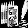 TECADA White Paint Pens Acrylic Markers - 6 Pack Permanent