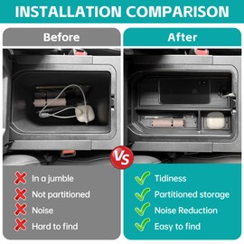 Center Console Organizer Compatible with 2024 2025 Toyota Land Cruiser Prado 250 J250 LC250 1958 Accessories, Insert ABS Armrest Storage Box Tray with Anti-Slip Mats (Not Fit Cool Box)