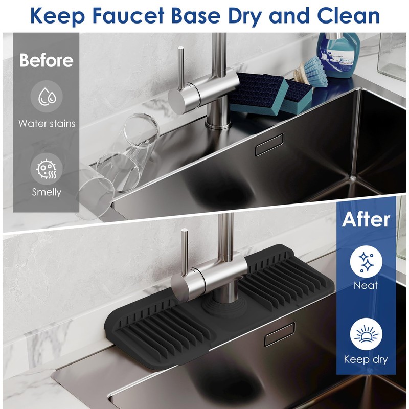 14.6 Inch Silicone Faucet Mat for Kitchen Sink Splash Guard