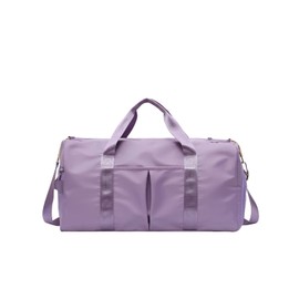 CORIOS Nylon Travel Duffel Bag Sport Duffel Bag Weekend Shoulder Bag Women/Men Large Gym Tote Bag Overnight Bag Carry On Luggage Hospital Bag with Shoes Compartment and Wet Pocket Light Purple