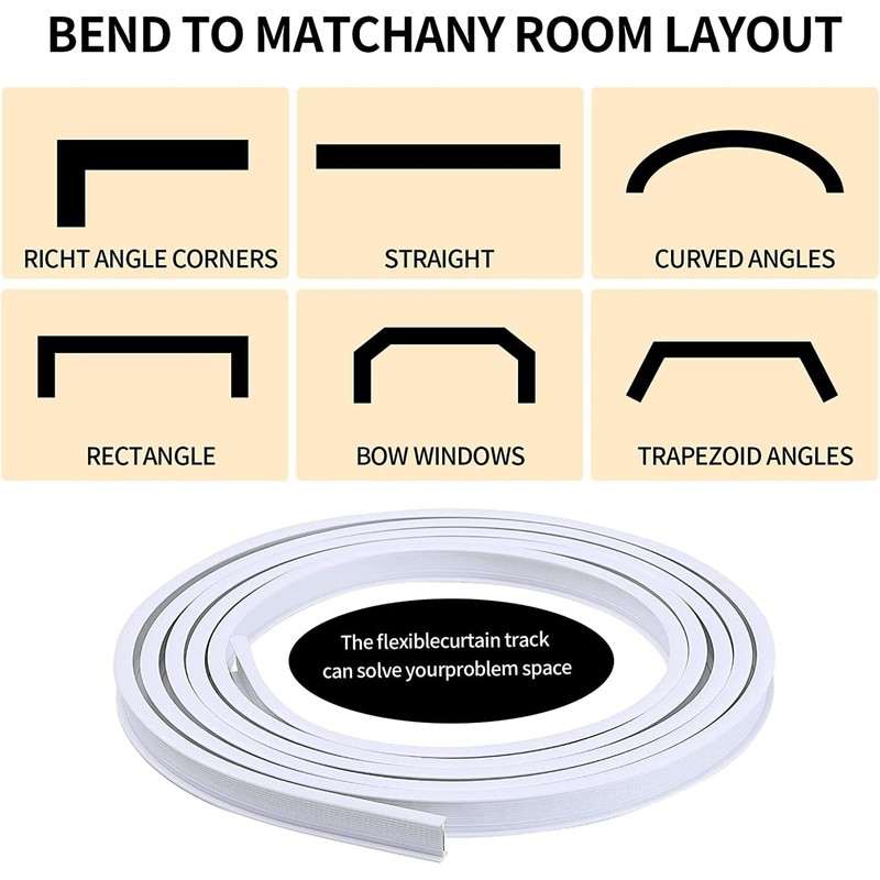 5 Meters (16.4FT) Flexible Bendable Ceiling Curtain Track,Room Divider, Window